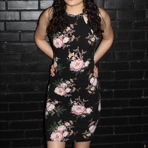 A black flower dress